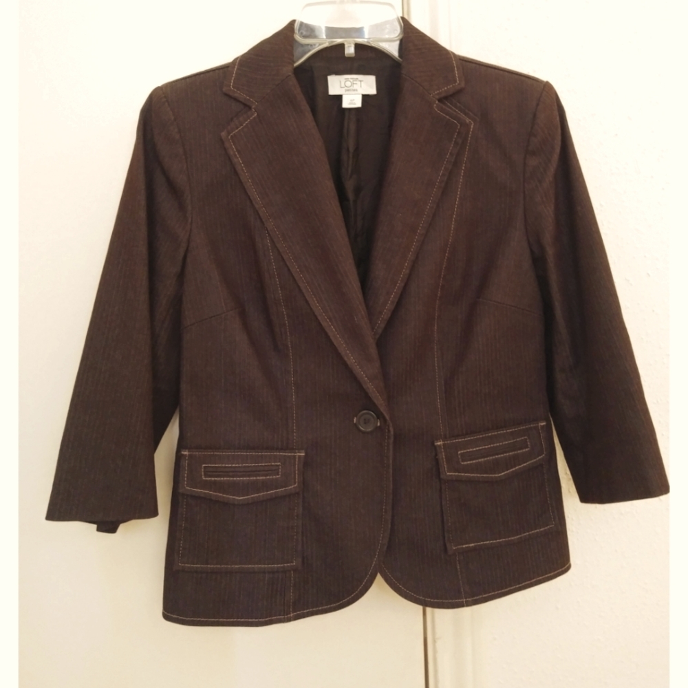 Ann Taylor Loft Brown Blazer 6P with 3/4 Sleeves